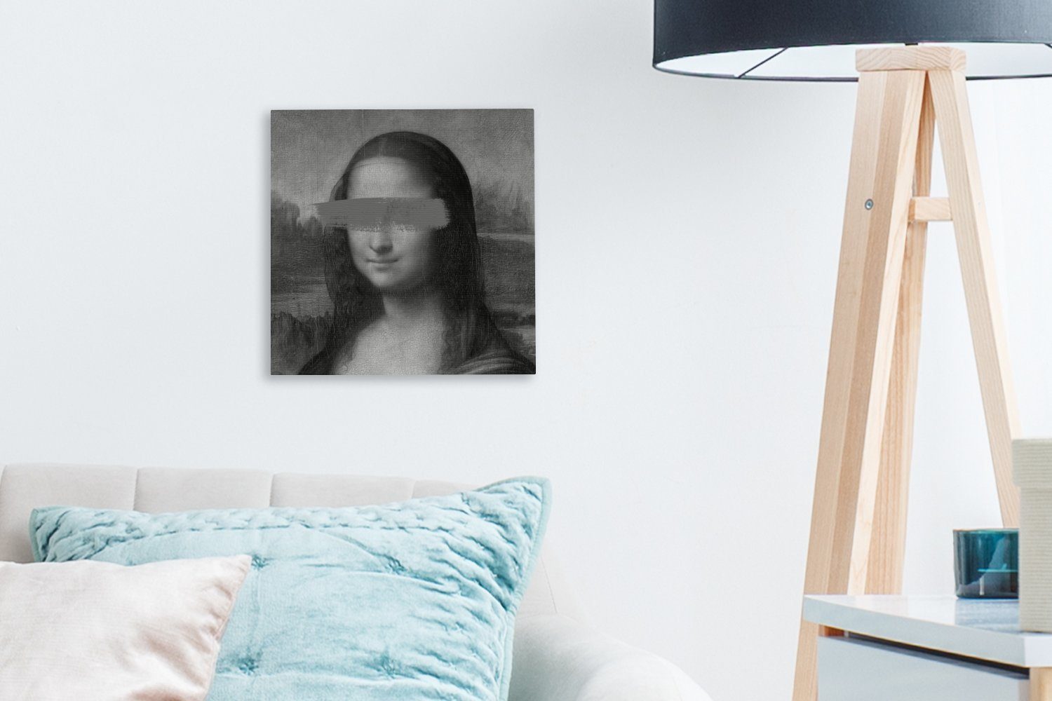 OneMillionCanvasses® Gemälde Mona Lisa da - - Weiß, St), Vinci (1 für Leonardo Wohnzimmer Leinwand bunt Schwarz - Schlafzimmer Bilder
