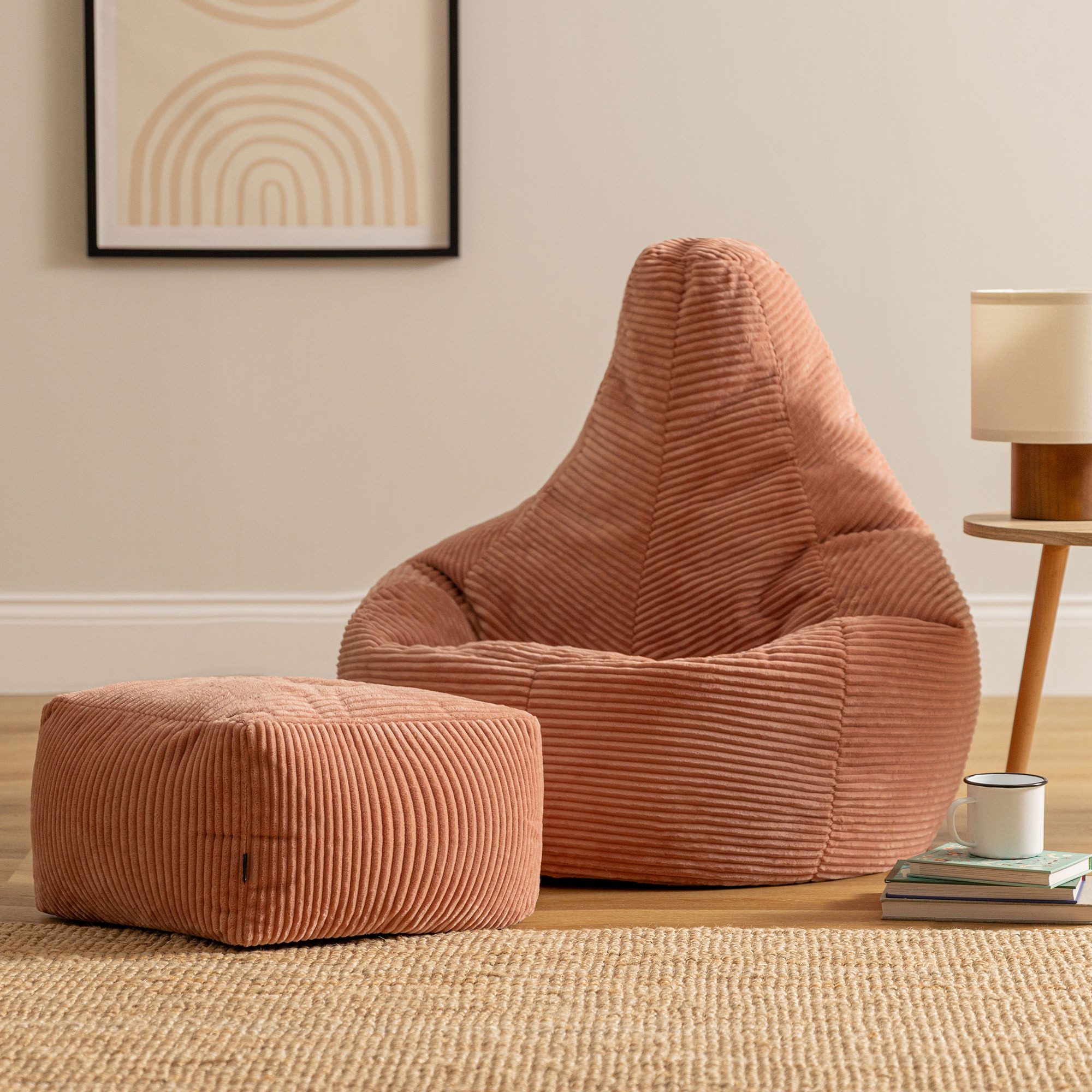 icon Sitzsack Sessel mit Rückenlehne aus Cord „Dalton“ mit Hocker (Spar-Set, 1 x Sitzsack, 1 x Fußhocker), Sitzsack XXL, Gaming Sitzsack, Made in Germany, Erwac – Bild 3 von 5