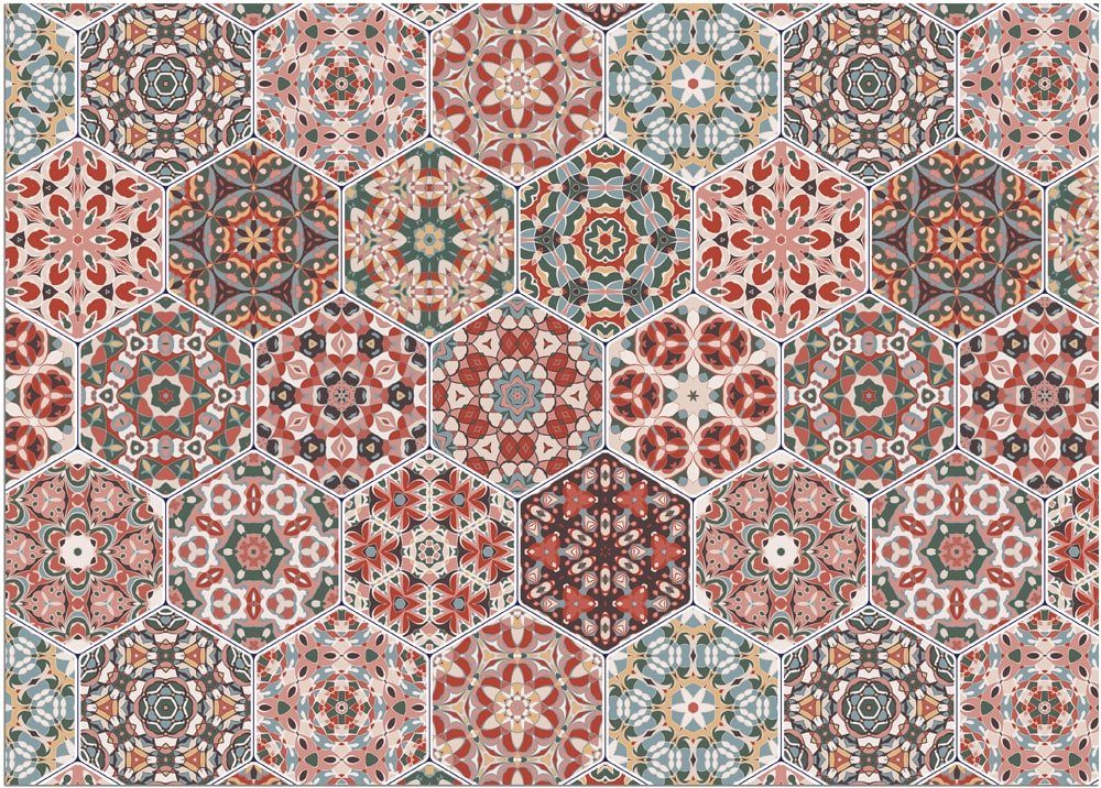 Fußmatte Fußmatten DECOR Mosaik rot grün 2 Größen, matches21 HOME & HOBBY,  rechteckig, Höhe: 5 mm