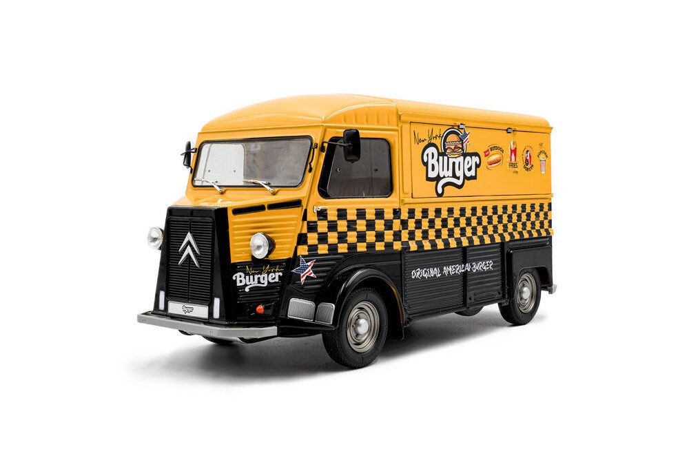 Solido Modellauto Citroen Type HY NYC Burger 1969 gelb schwarz, Maßstab 1:18