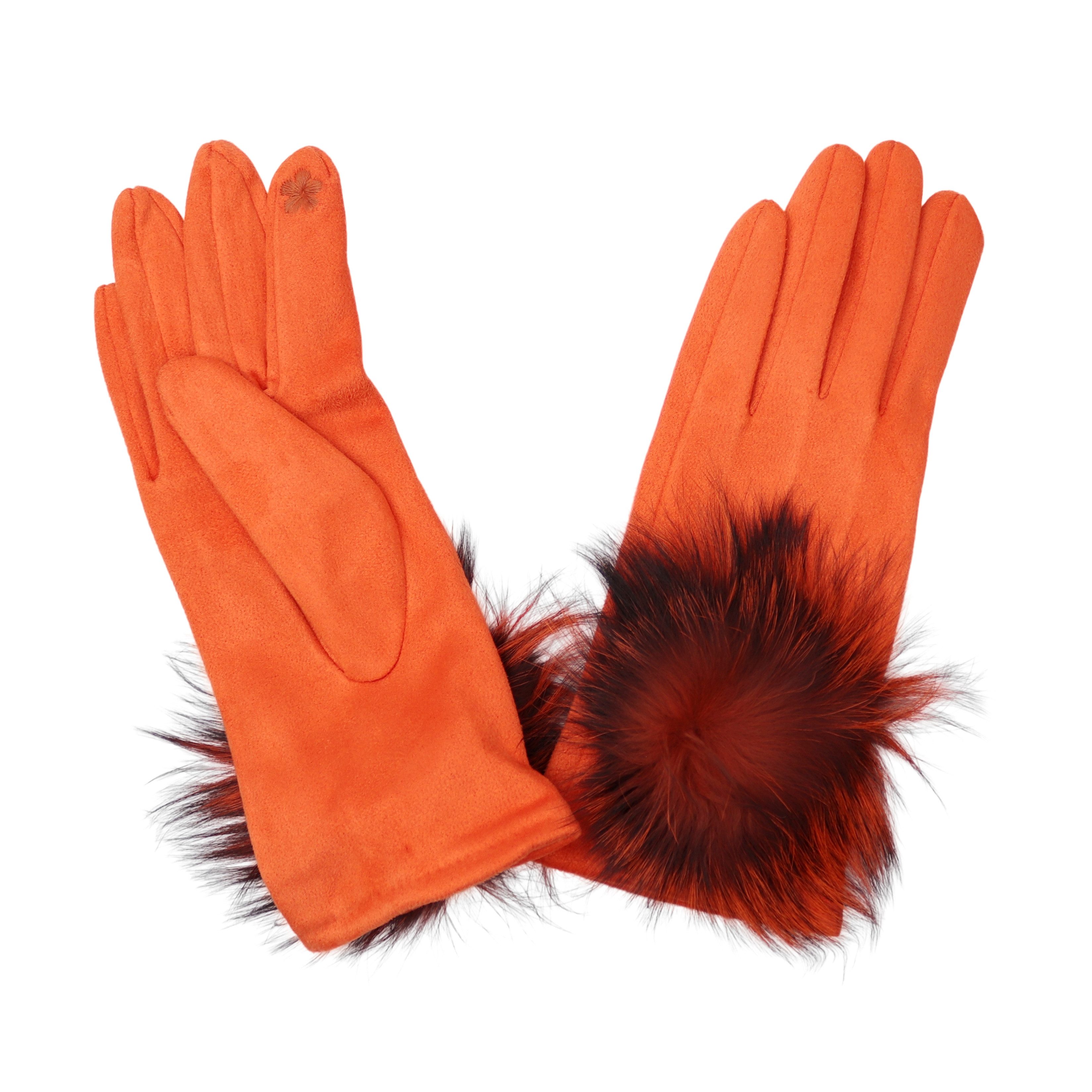 MIRROSI Thermohandschuhe Damen Touchscreen Handschuhe gefüttert Warm ONESIZE (mit verspieltem Bommel) aus Stoff sehr weich und warm ideal für Herbst oder Winter