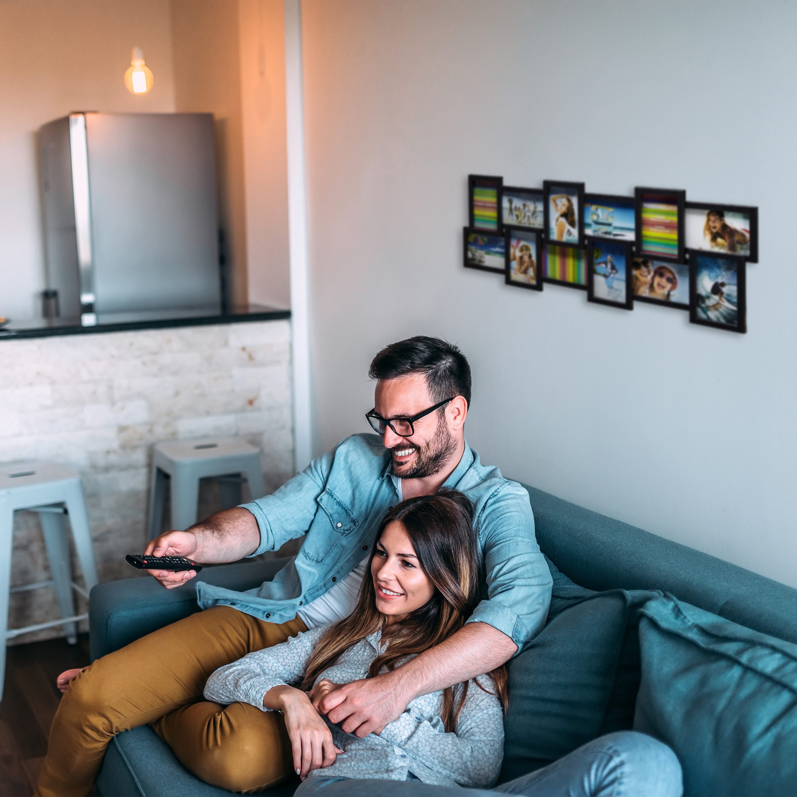 relaxdays Staffelbilderrahmen Bilderrahmen Collage 12 Fotos, weiß