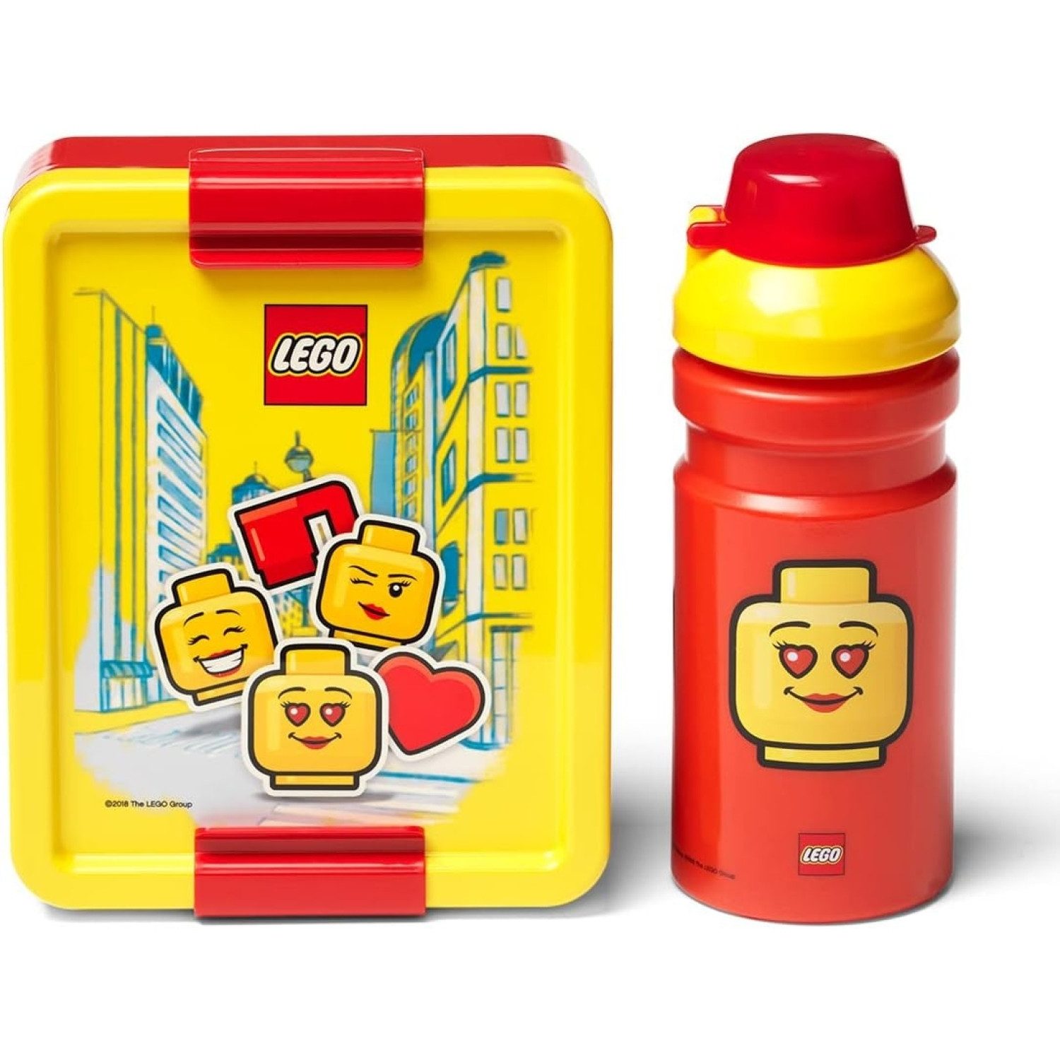Lunchbox Lunch-Set Trinkflasche + Brotdose Snackbox Pausenset Brotbox Rot / Gel