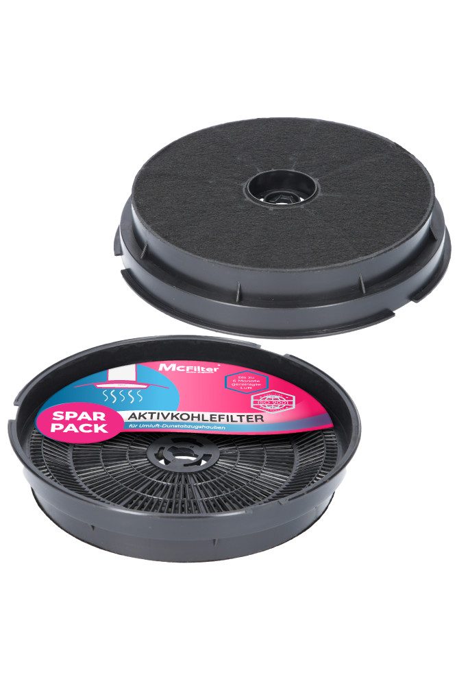 McFilter Aktivkohlefilter 2x Kohlefilter Filter passend für Refsta K25, Zanker 902979378/4, Tecnowind Typ H, Whirlpool 484000008647, Filter für Dunstabzugshaube