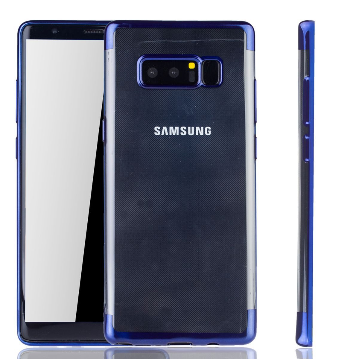 König Design Handyhülle Samsung Galaxy Note 8, Samsung Galaxy Note 8 Handyhülle Bumper Backcover Blau