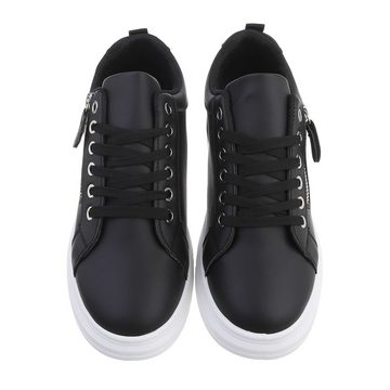 Ital-Design Damen Low-Top Freizeit Sneaker Keilabsatz/Wedge Sneakers Low in Schwarz