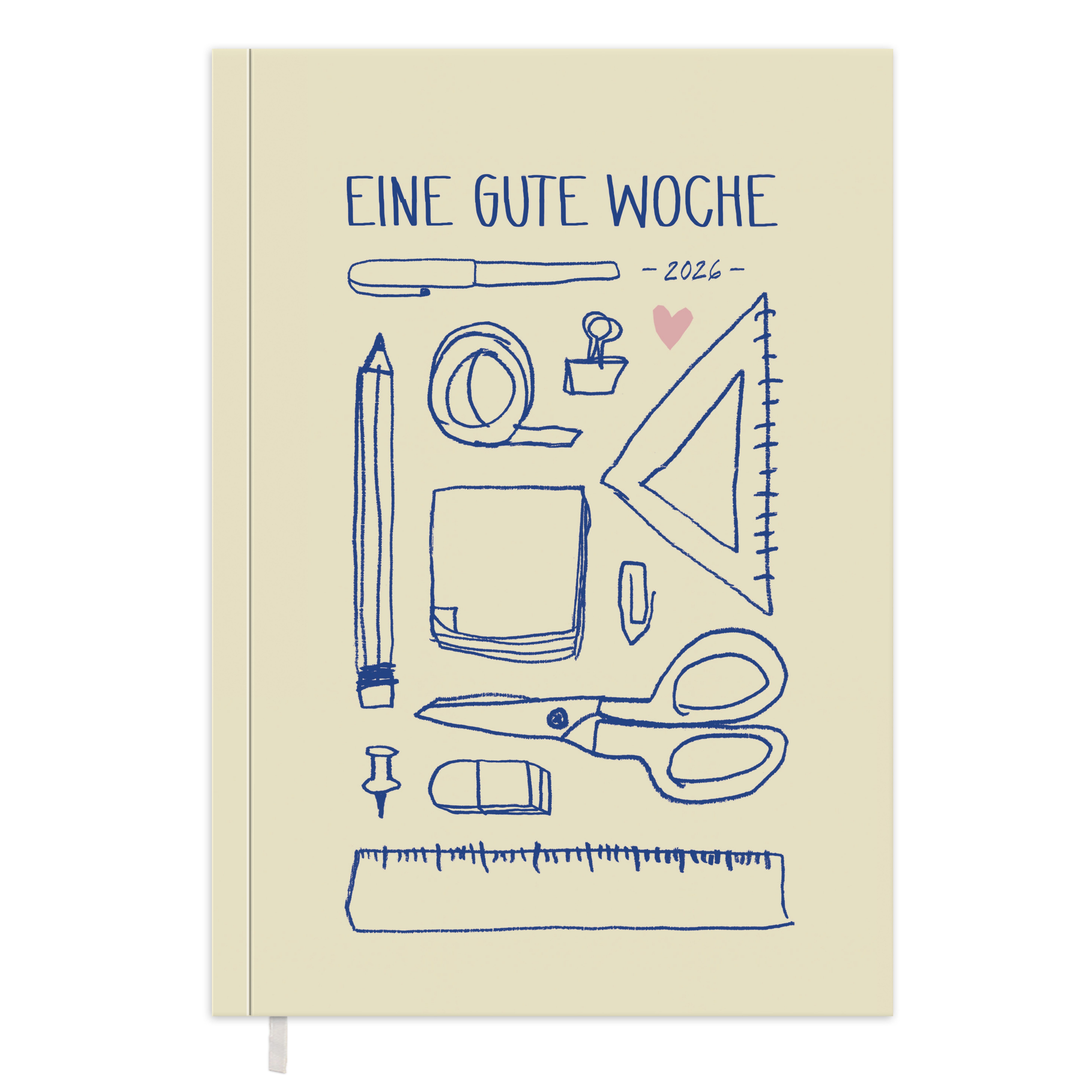 Eine der Guten Verlag Terminkalender Terminplaner 2026 - A5, gelb blau, 1 Doppelseite / Woche, 144 S. FSC-Papier, Softcover, klimaneutral