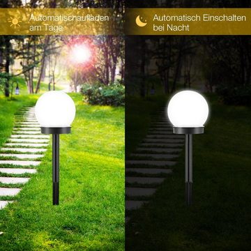 LETGOSPT Gartenleuchte 4x LED Solarleuchte Garten Kugel Leuchte mit Erdspieß