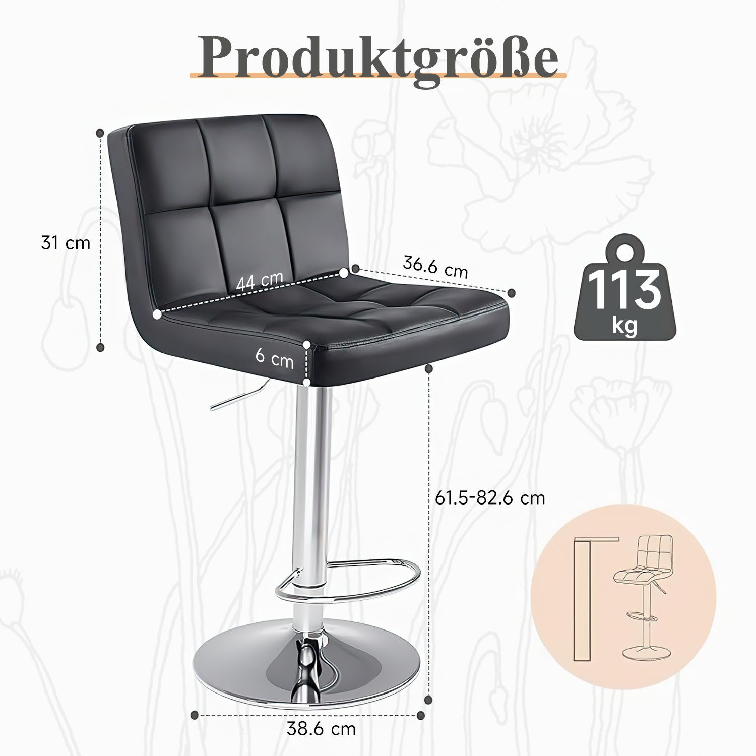 SURFOU Barhocker 2er Set Höhenverstellbar PU-Leder günstig online kaufen