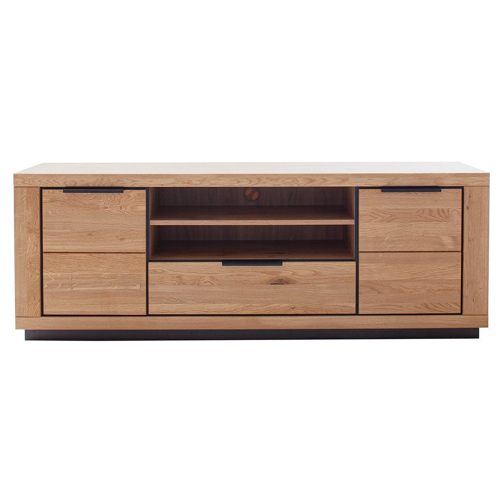 Lomadox Lowboard GIUSTINO-06, Eiche teilmassiv geölt, Massivholzfronten, 180cm breit
