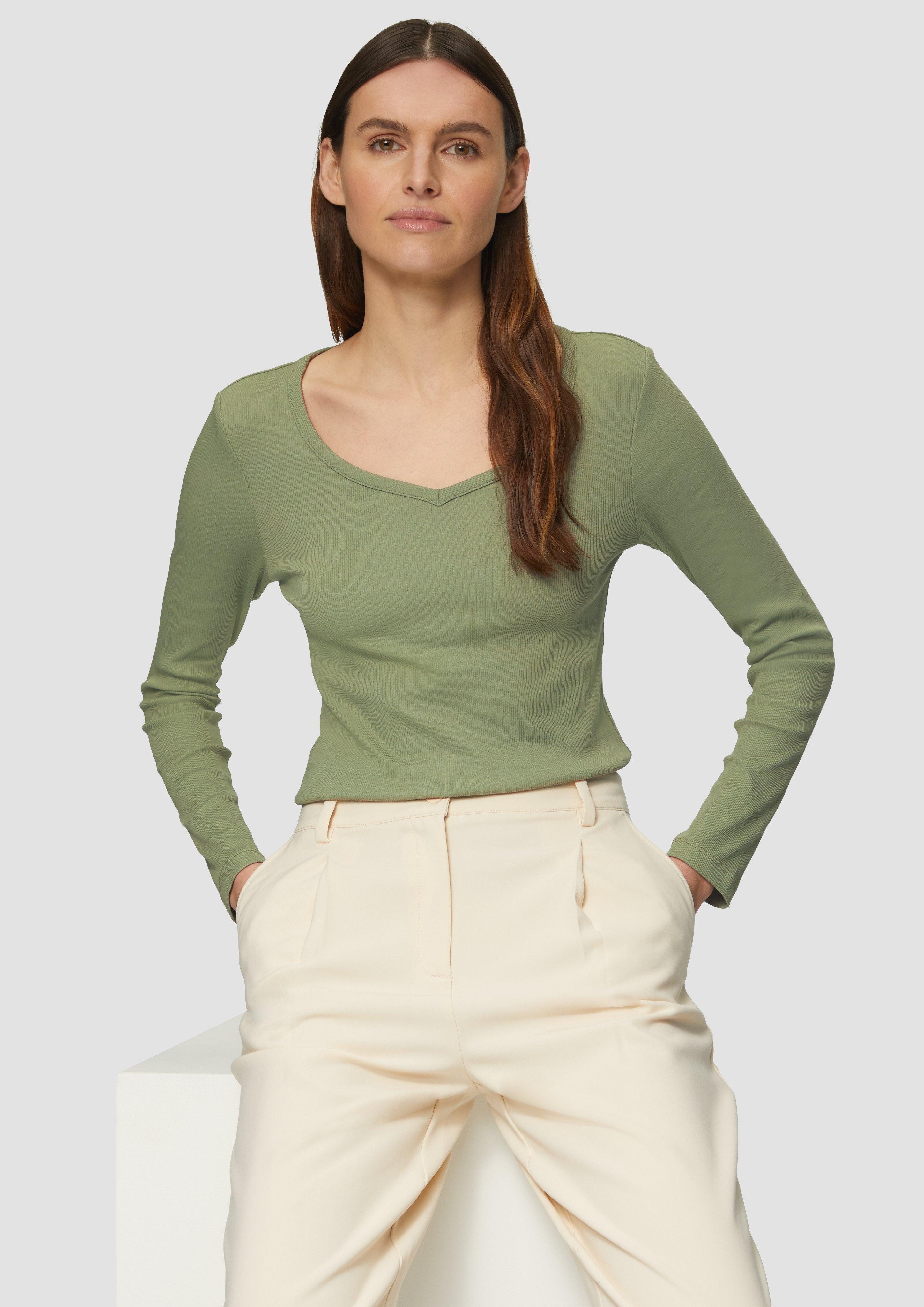 s.Oliver Langarmshirt Feines Jersey-Longsleeve mit Rippstruktur günstig online kaufen