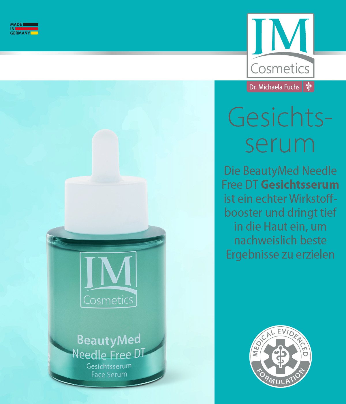 Genius Hautpflege-Set IM Cosmetics BeautyMed Needle Free DT Deluxe-4-tlg Dr. Michaela Fuchs, Transportiert die Wirkstoffe gezielt in die Haut