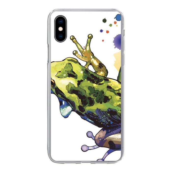 MuchoWow Handyhülle Frosch - Aquarell - Weiß Handyhülle Apple iPhone Xs Max Smartphone-Bumper Print Handy