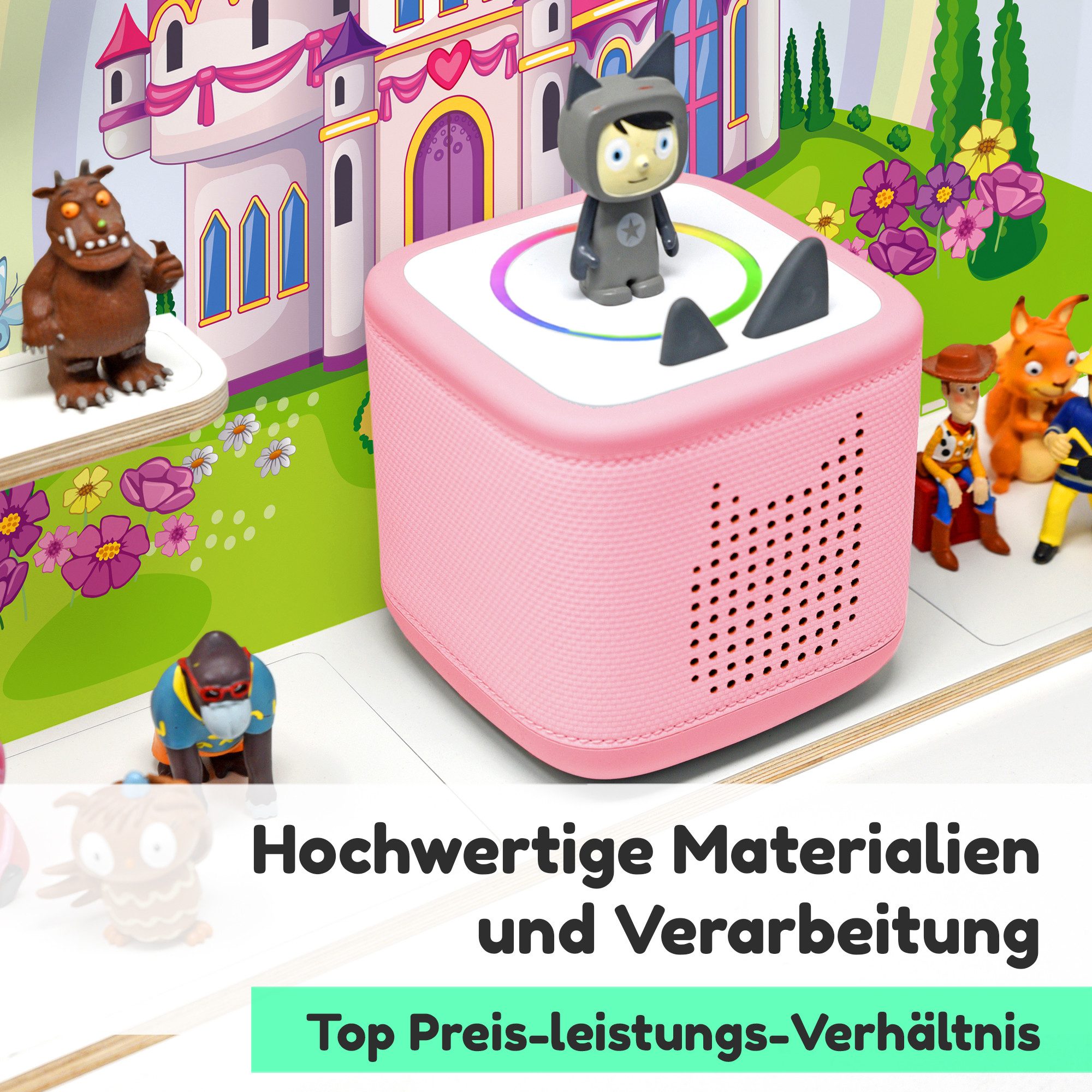 stadtecken Kinderregal groß, geeignet für Toniebox 2 und ca. 50 Tonies, Packung, Perfekte Aufbewahrung im Kinderzimmer