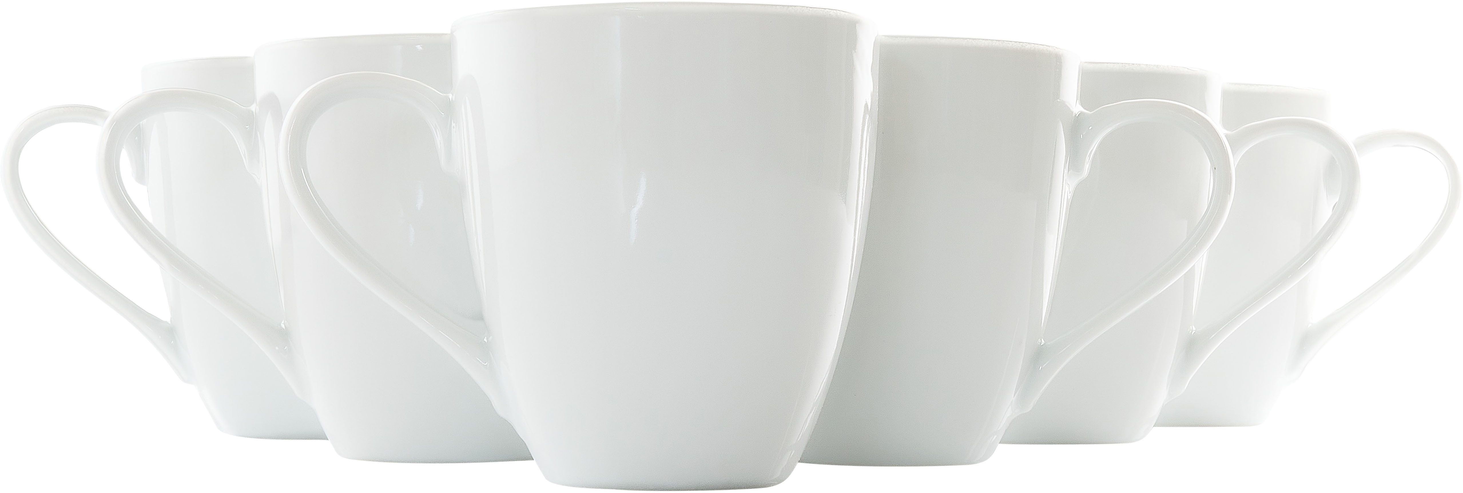 Retsch Arzberg Becher, 6-tlg., Porzellan, großer XXL Henkelbecher in gefällig bauchiger Form, 6-teilig, 500 ml