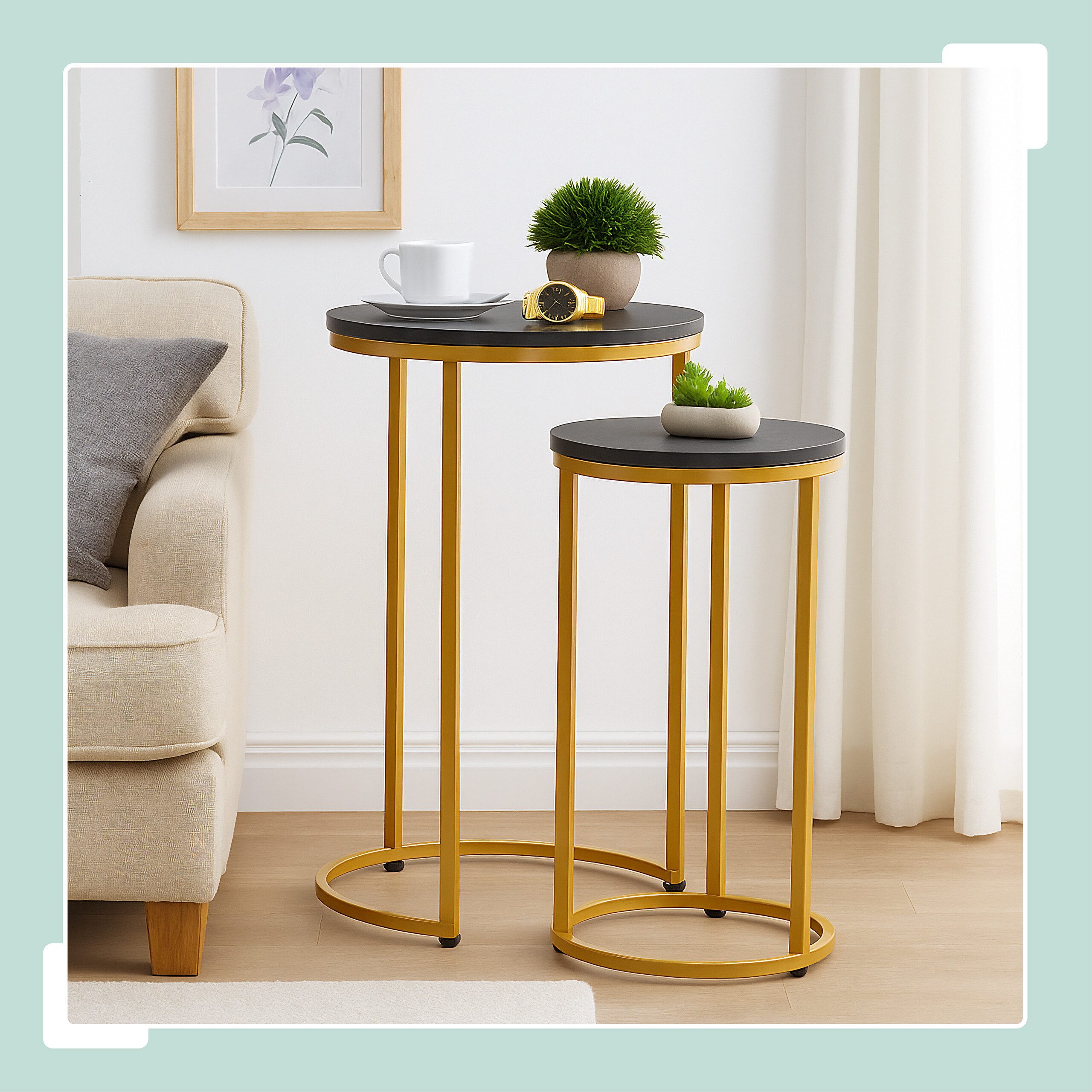 relaxdays Satztisch 2er Set Marmoroptik & günstig online kaufen