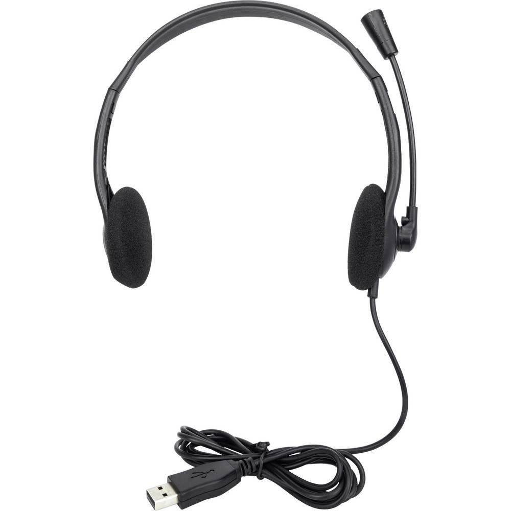 Mikrofon-Stummschaltung) USB-Headset Kopfhörer (Lautstärkeregelung, INTRACOM ohraufliegendes MANHATTAN Federleichtes, Stereo IC