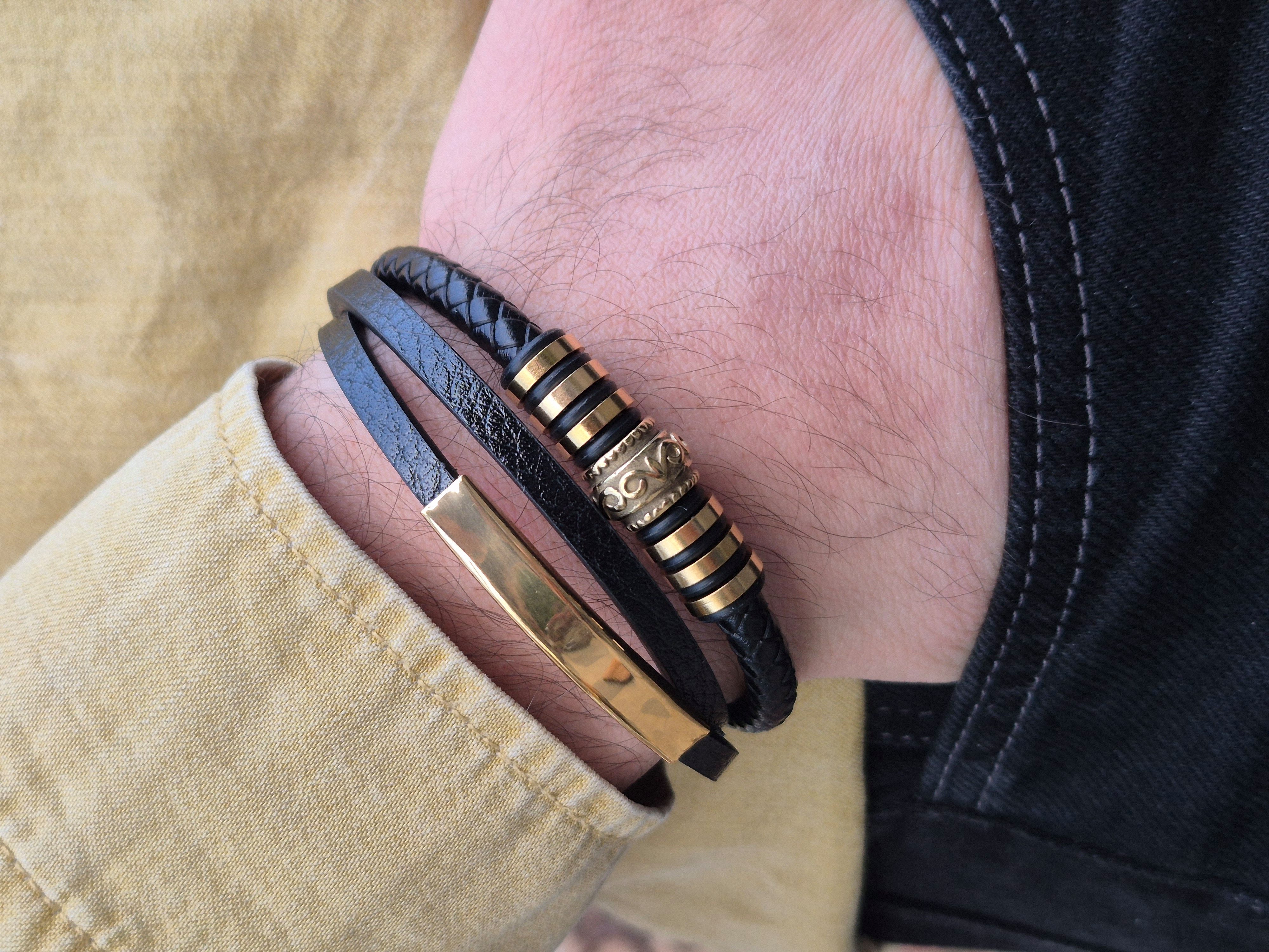 NAHLE Lederarmband Leder elegantes Armband Echtleder – geflochten mit Magnetverschluss (1-tlg), Echtleder, geflochten, Magnetverschluss, +1,5 cm Erweiterung – Bild 4 von 5