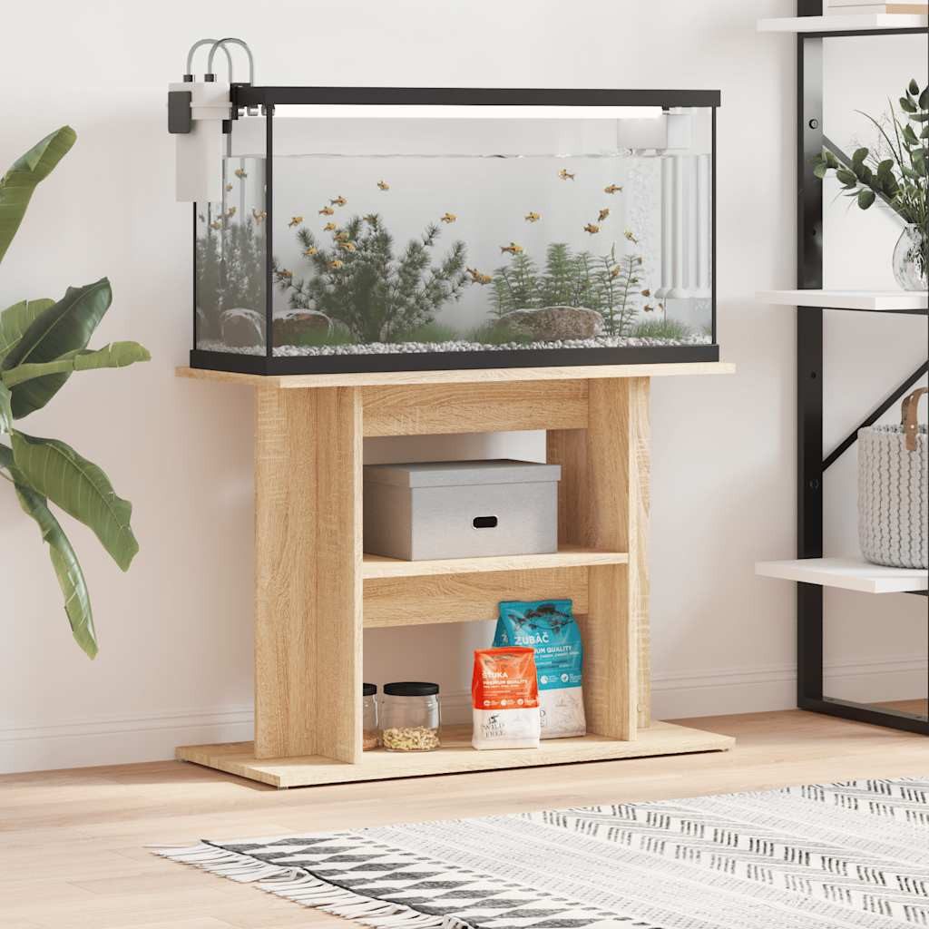 vidaXL Aquariumunterschrank Aquariumständer Sonoma-Eiche 80x35x60 cm Holzwerkstoff – Bild 2 von 5