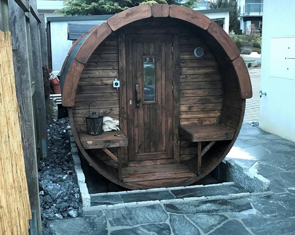 Fasssauna Runde Holzsauna Fasssauna Saunafass outdoor Landhaus Saunas 3m