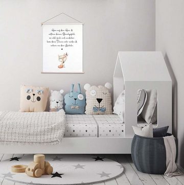 artissimo Poster Textil-Poster 40x50cm Bild mit Spruch Kinderzimmer Babyzimmer Fuchs