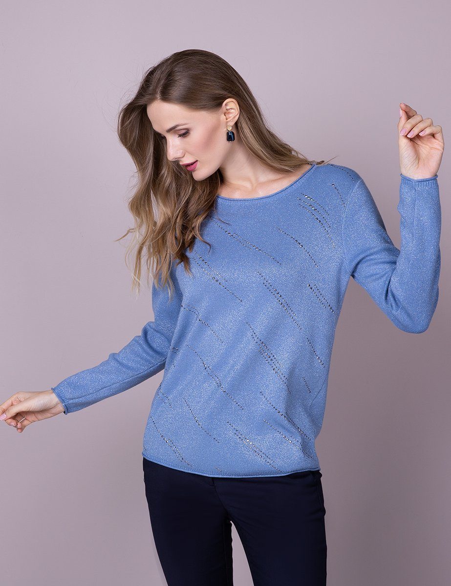 Passioni Strickpullover mit zartem Glitzermuster günstig online kaufen