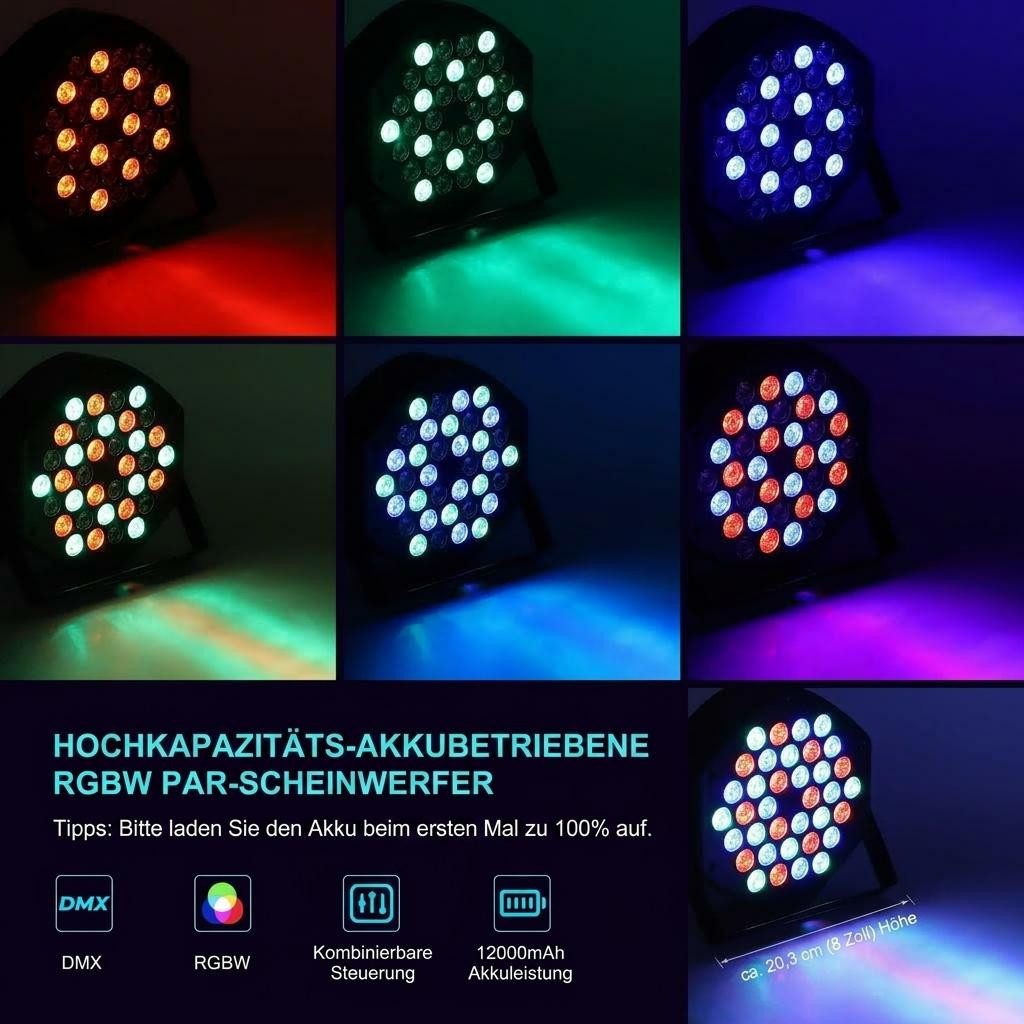 GarveeMore LED Discolicht 12W 36LEDs Disco Partylicht PAR-Scheinwerfer kabellos – Bild 2 von 5