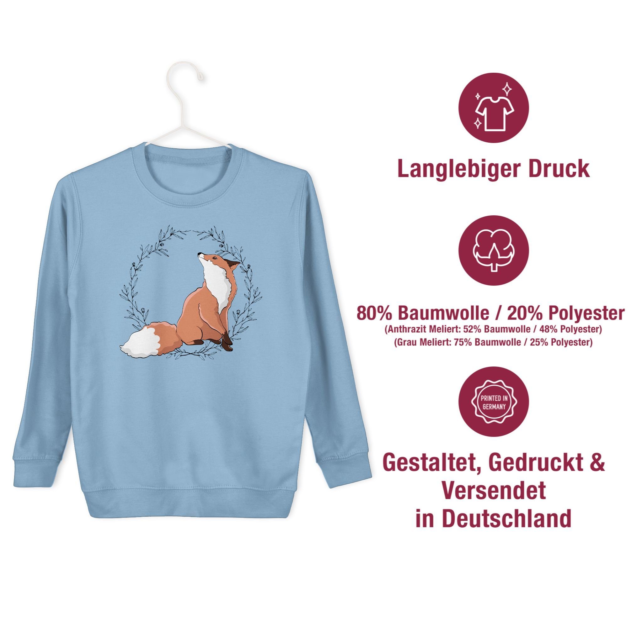 1 Fox Fuchs Tiermotiv Shirtracer Print Hellblau Sweatshirt Gechenk Animal