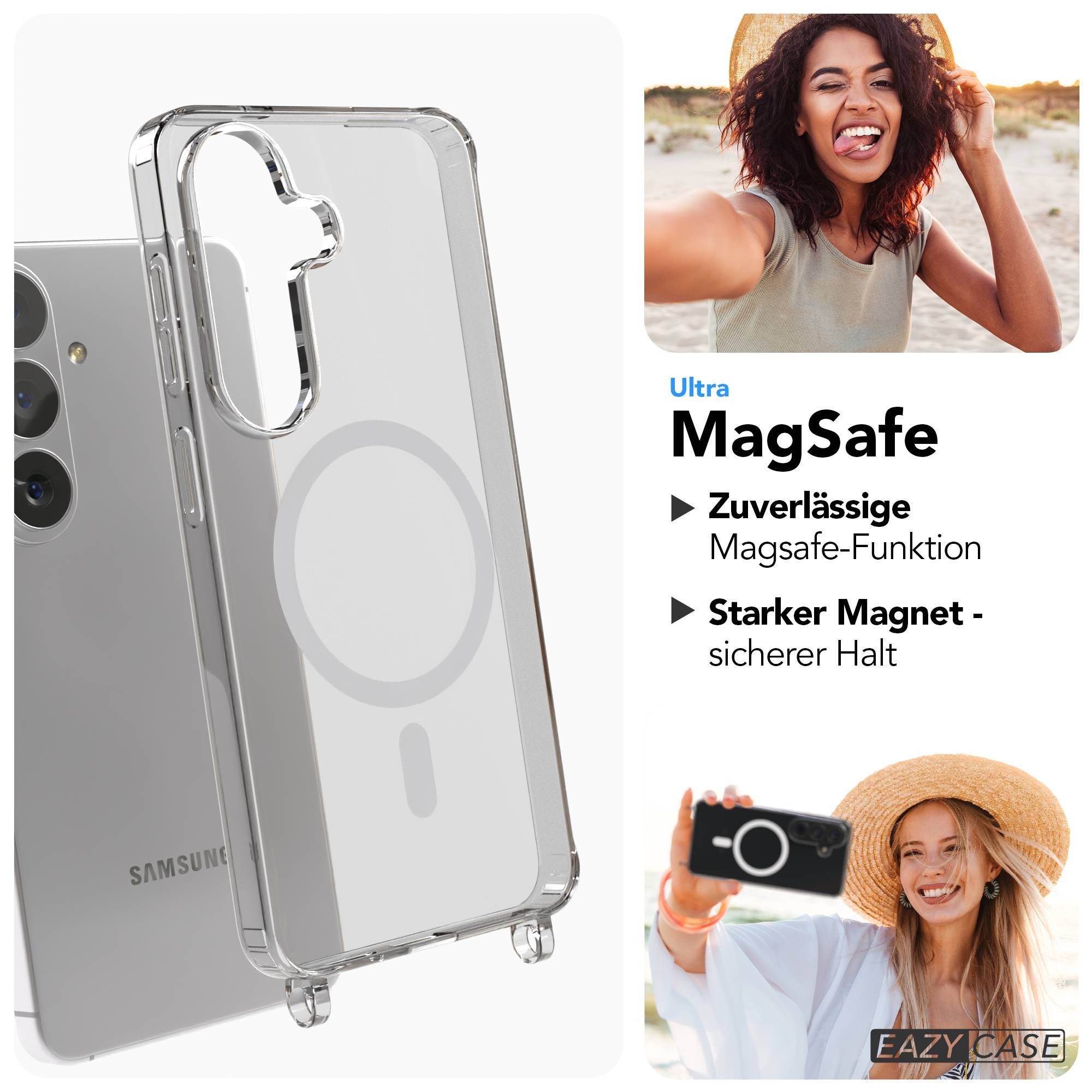 EAZY CASE Handykette mit Magsafe Hülle für Samsung Galaxy S26 6,3 Zoll, Slimcover Handykette Hülle Cross Bag für Smartphone Rot Camouflage