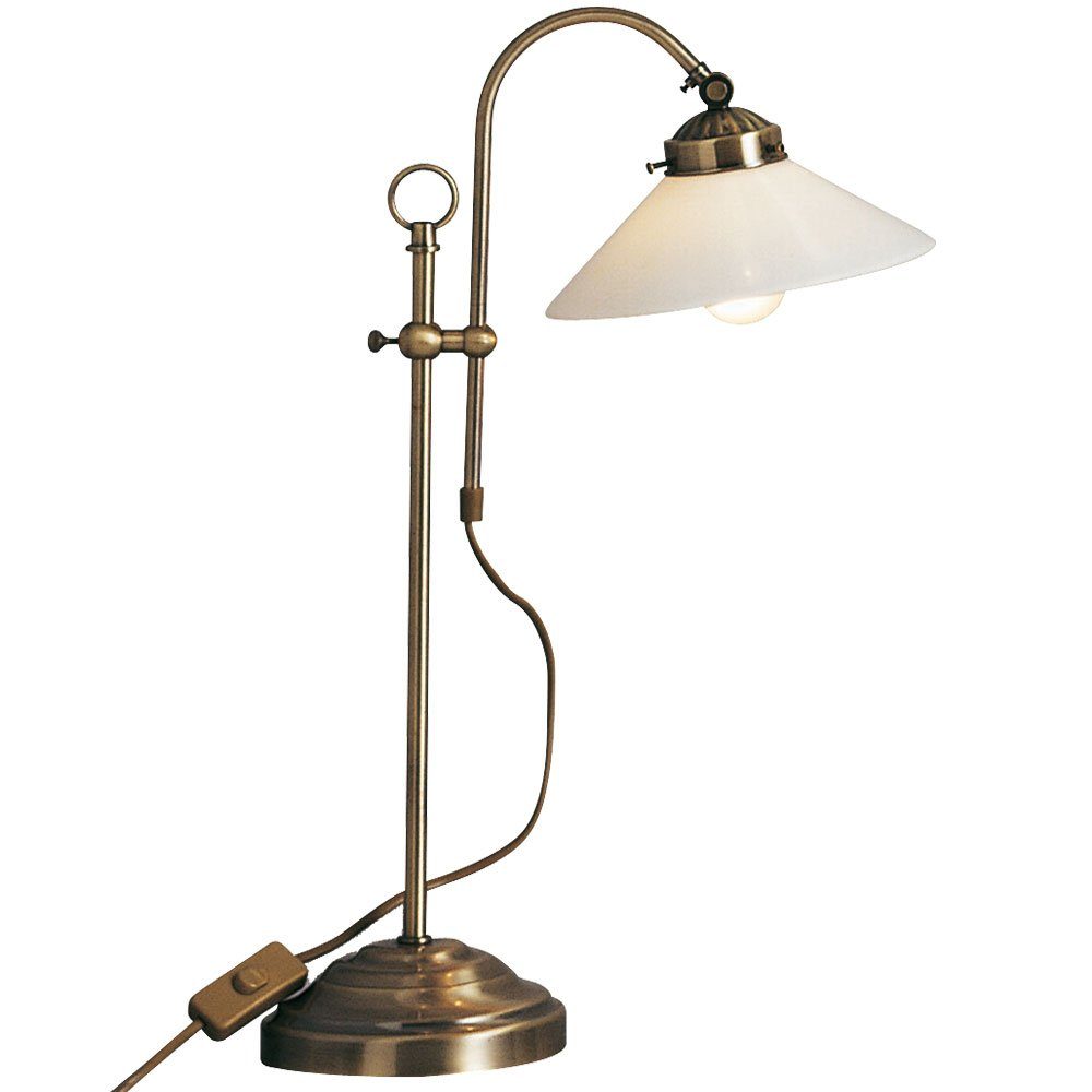 Leuchtmittel Lampe Landhaus Schreib Lese LED inklusive, Hochwertige messing Warmweiß, Tisch Tischleuchte, etc-shop Glas Stil