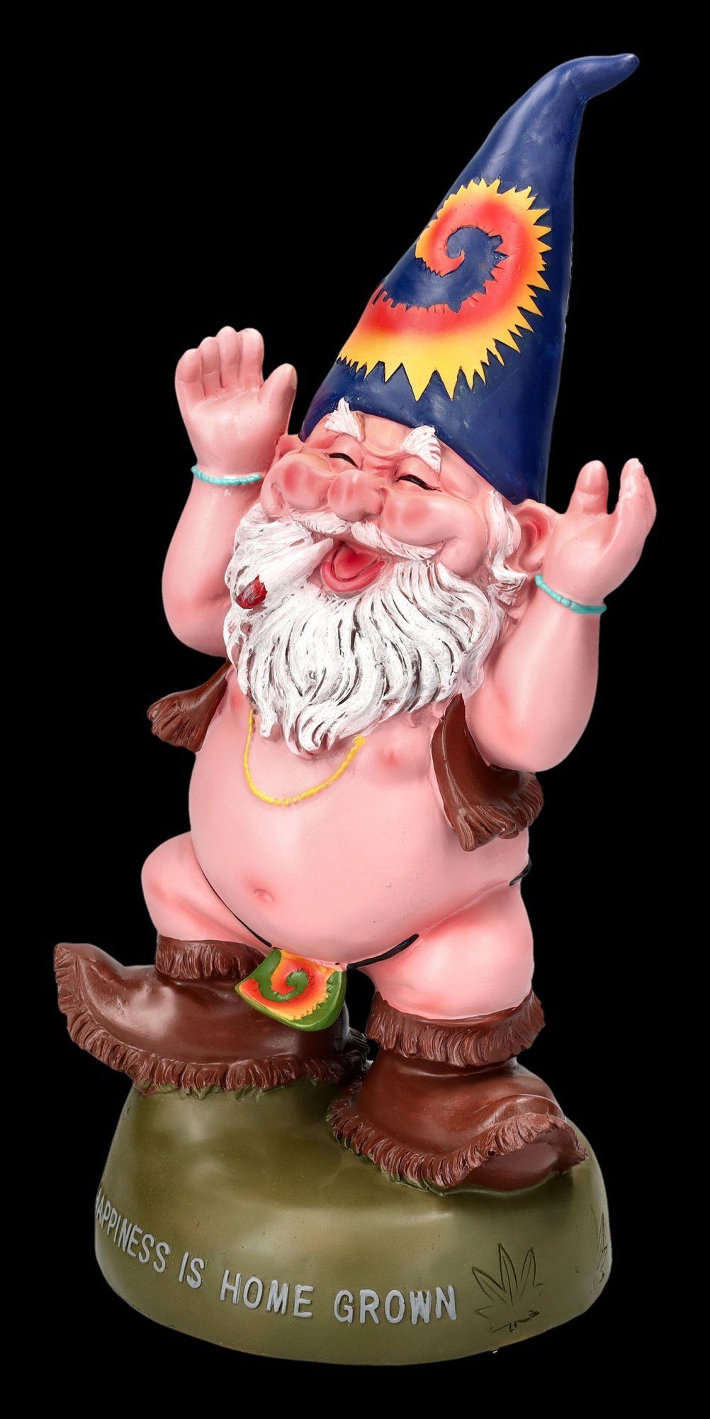 Figuren Shop GmbH Gartenzwerg Gartenzwerg Figur - Hippie Gnom Freudentanz - Lustige Gartenfigur