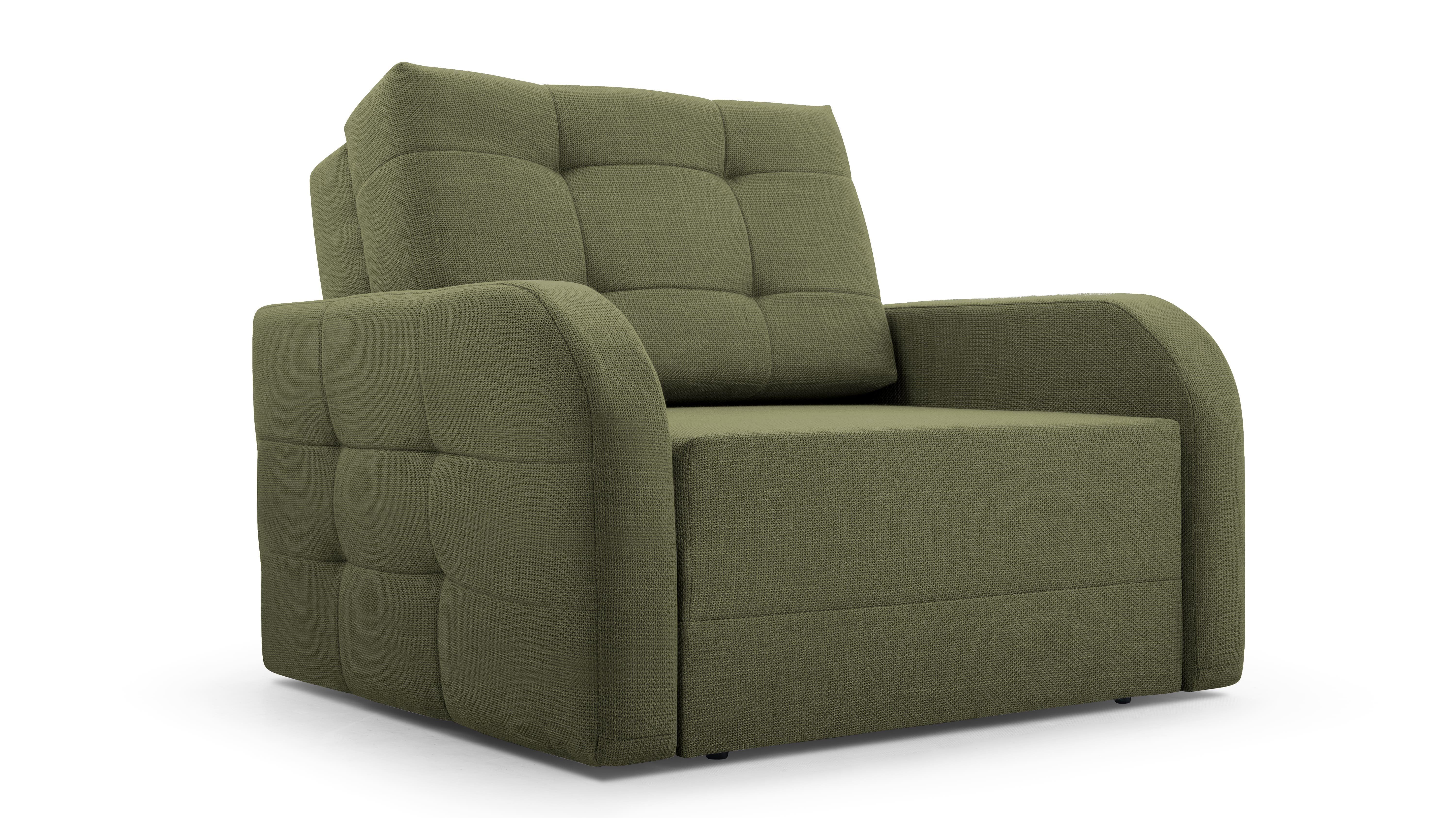 Schlaffunktion, - Sessel, 77 BRAGI Bettkasten MOEBLO Kindersofa Sofa 80, Olive Porto mit Schlafsessel mit