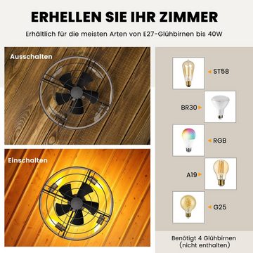 COSTWAY Deckenventilator, mit Fernbedienung, 4H Timer, umkehrbarem Motor