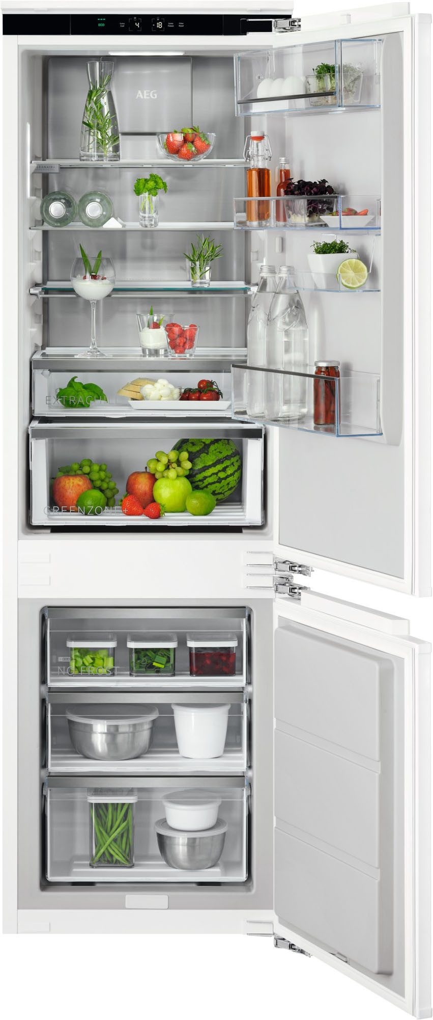 AEG Einbaukühlgefrierkombination Serie 8000 TSC8M18WCC, 177 cm hoch, 55,7 cm breit, 360°Cooling-optimale Luftfeuchtigkeit & Zirkulation, NoFrost, Festtür