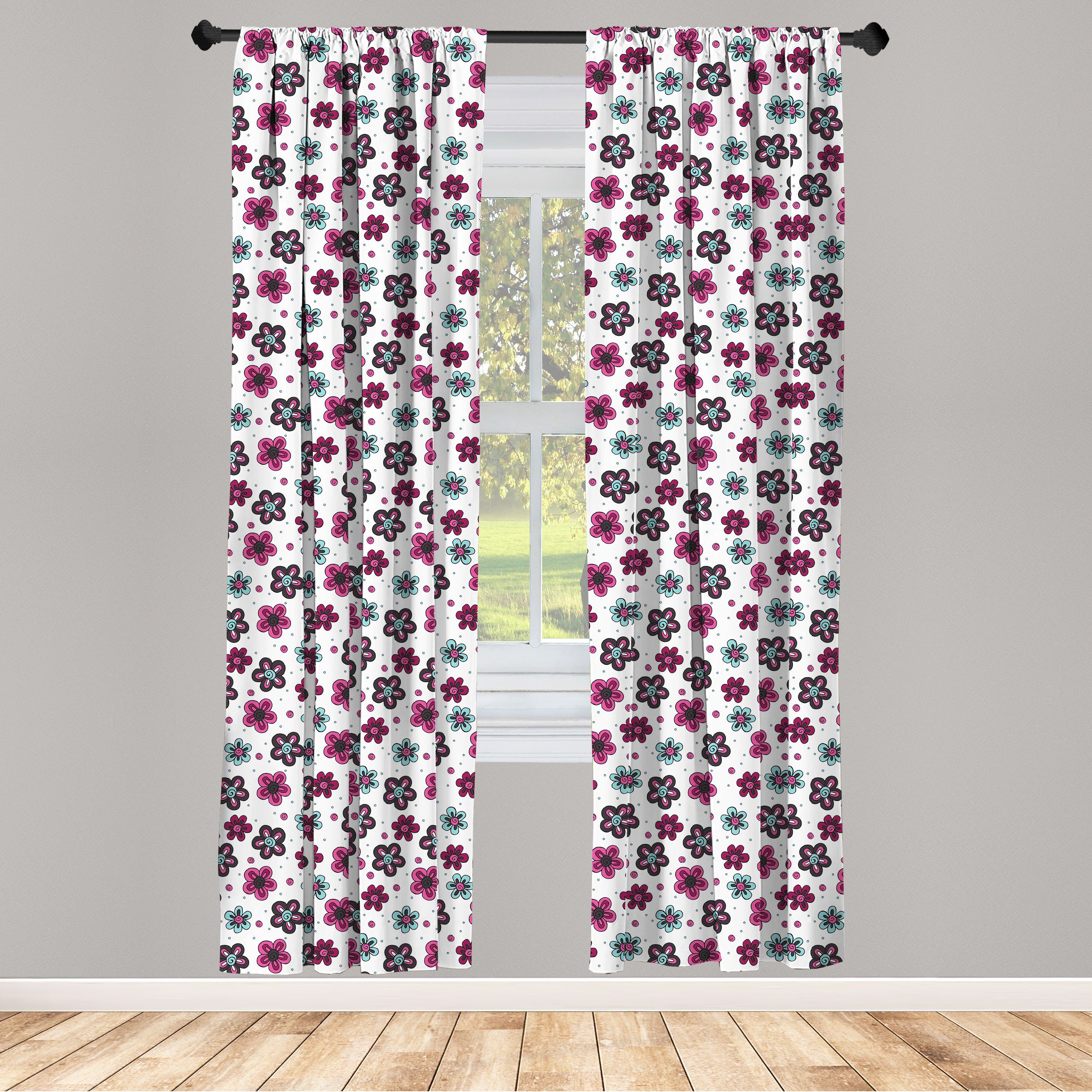 Gardine Vorhang für Wohnzimmer Schlafzimmer Dekor, Abakuhaus, Microfaser, Blumen Röschen Knospen-Kind-Mädchen