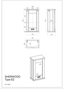Home affaire Hängeschrank Sherwood mit Apothekergriff aus Metall, Höhe 90 cm