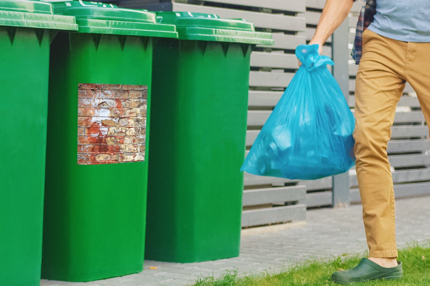 MuchoWow Wandsticker Farbe - Ziegel Sticker, Container, Abfalbehälter - Mülltonne, Mülleimer-aufkleber, St), Wände (1