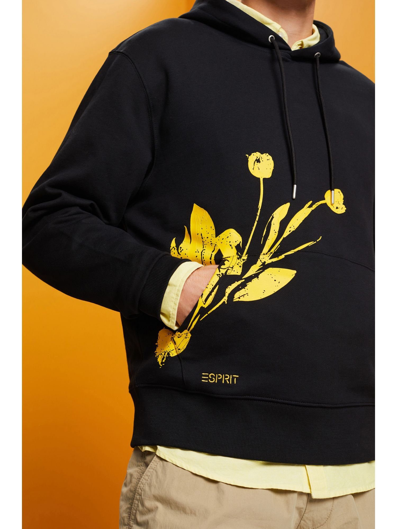 Sweatshirt Hoodie (1-tlg) 100 Esprit % mit BLACK Baumwolle Print,