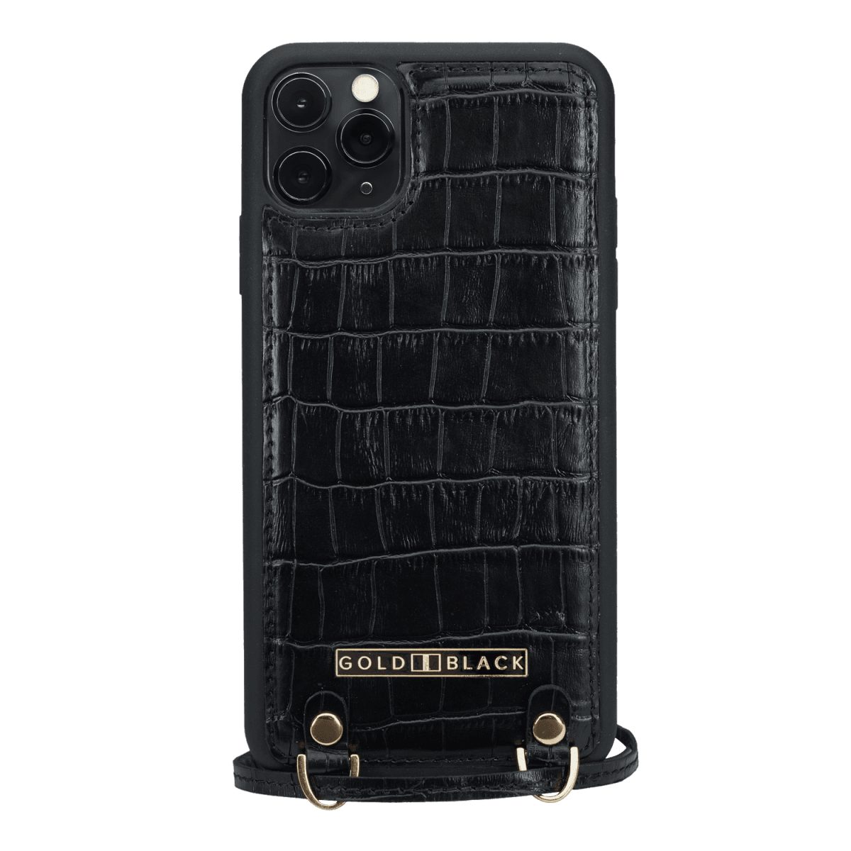 GOLDBLACK Handyhülle GOLDBLACK iPhone 11 Pro Max Lederhülle mit Necklace KROKO-PRÄGUNG