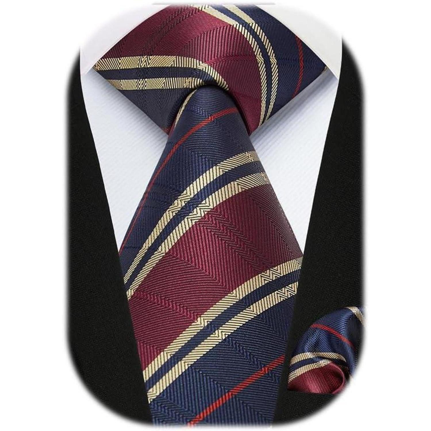 LuxusKollektion Krawatte Krawatte Herren Hochzeit Einstecktuch Set Marineblau Burgundy