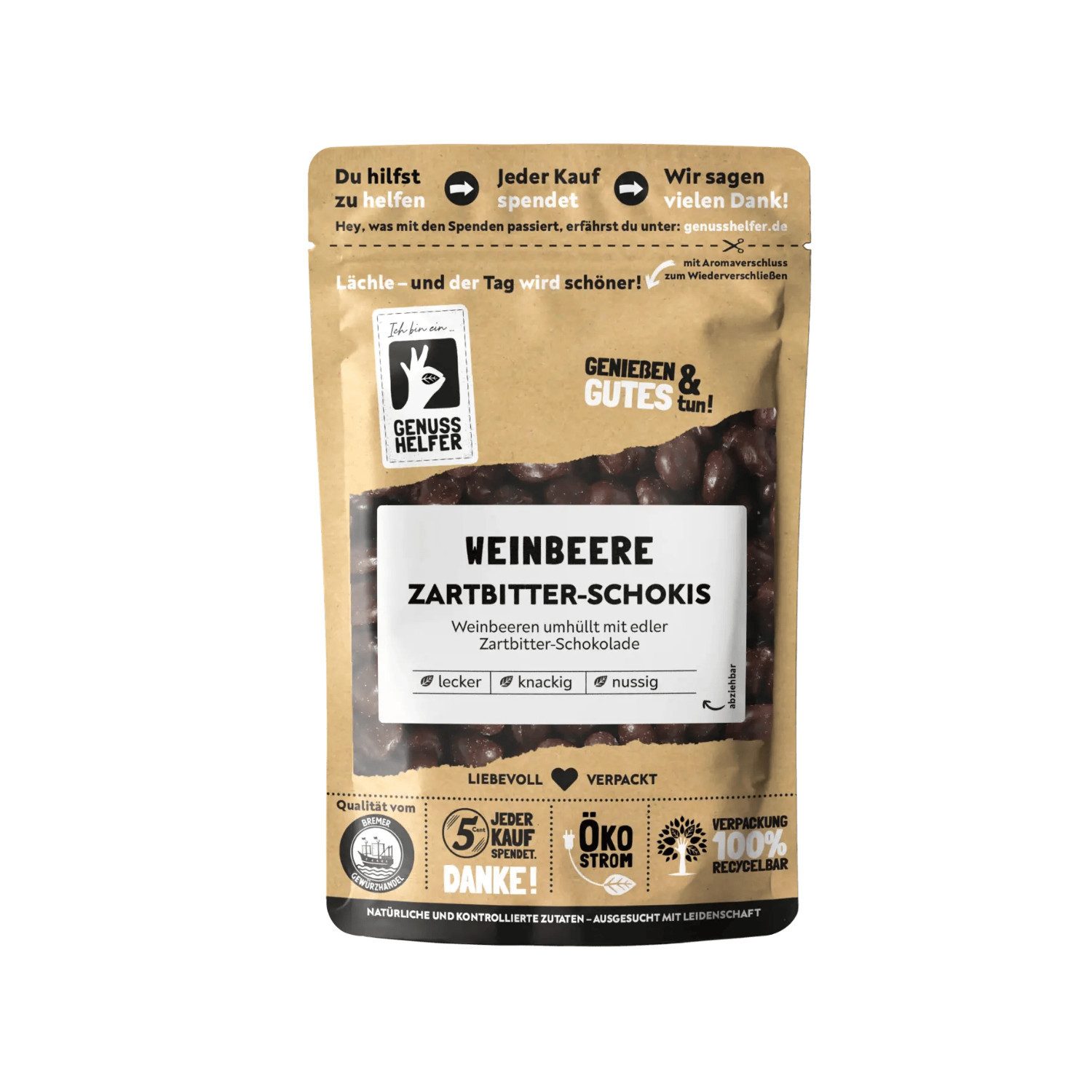 Bremer Gewürzhandel Süßigkeit Weinbeere Zartbitter Schokis, 200 g