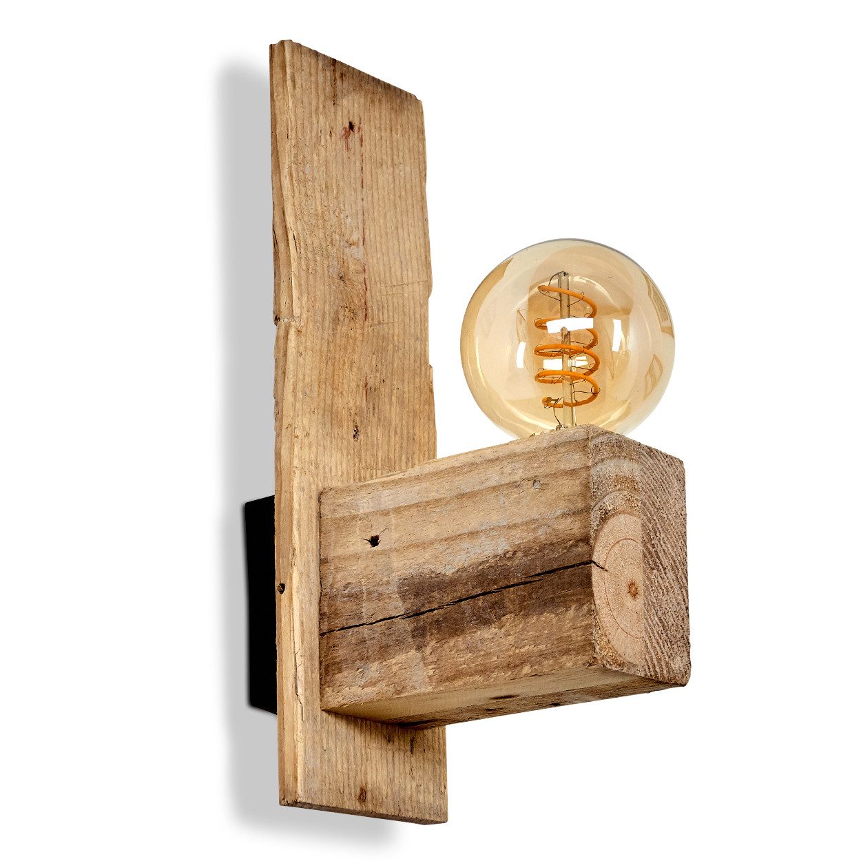 hofstein Wandleuchte »Cartura« Wandlampe aus Metall/Holz in Schwarz/Natur, ohne Leuchtmittel, Leuchte mit tollen Lichteffekten im skandinavischen Design, 1xE27