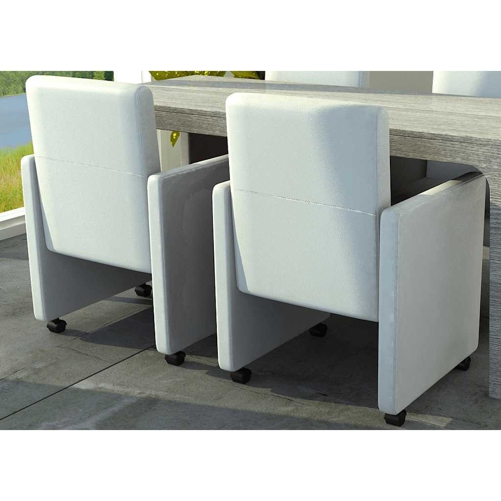 vidaXL Esszimmerstuhl Esszimmerstühle 2 Stk. Weiß Kunstleder (2 St)