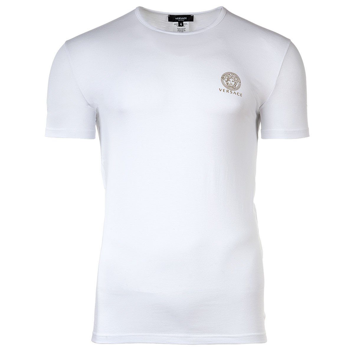 T-Shirt, - Herren Versace Weiß/Blau T-Shirt 2er Unterhemd, Pack Rundhals