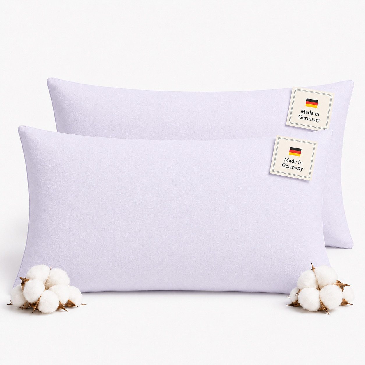 NEXGEN Luxus Baumwollkissen Kopfkissen Hotelkissen Schlafkissen Hotelqualität, Made in Germany, Füllung: Premium Füllwatte, Bezug: Baumwolle, Seitenschläfer, Bauchschläfer, Rückenschläfer, Spar-Set, Hergestellt in Deutschland, Deluxe Komfort