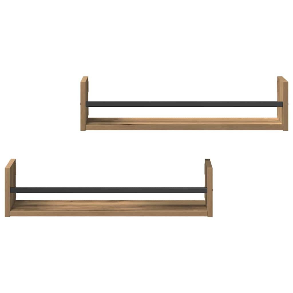 vidaXL Regal Wandregal 2 stk. Artisan-Eiche 60 x 16 x 14 cm, 2-tlg. – Bild 5 von 5