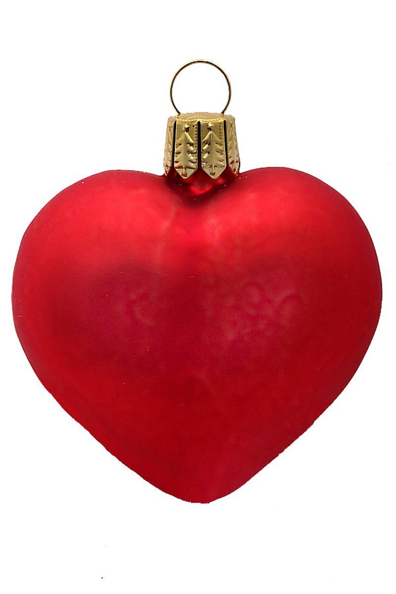 Hamburger Weihnachtskontor Christbaumschmuck Geschenkanhänger Herz Mama rot, Dekohänger - mundgeblasen - handdekoriert