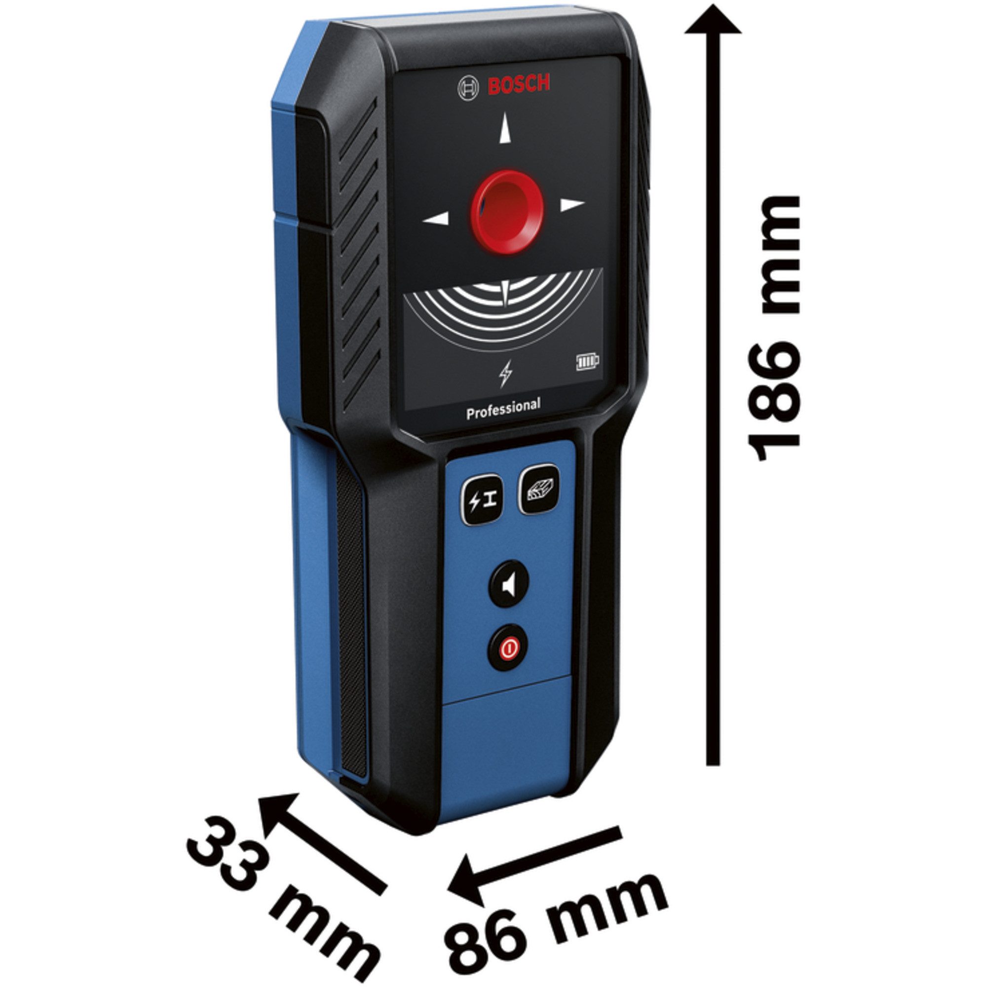 Bosch Professional Akku-Multifunktionswerkzeug Bosch Professional Ortungsgerät GMS 120-27, mit Schutztasche und Li‑Ionen-Akku 3,7V 1,0Ah