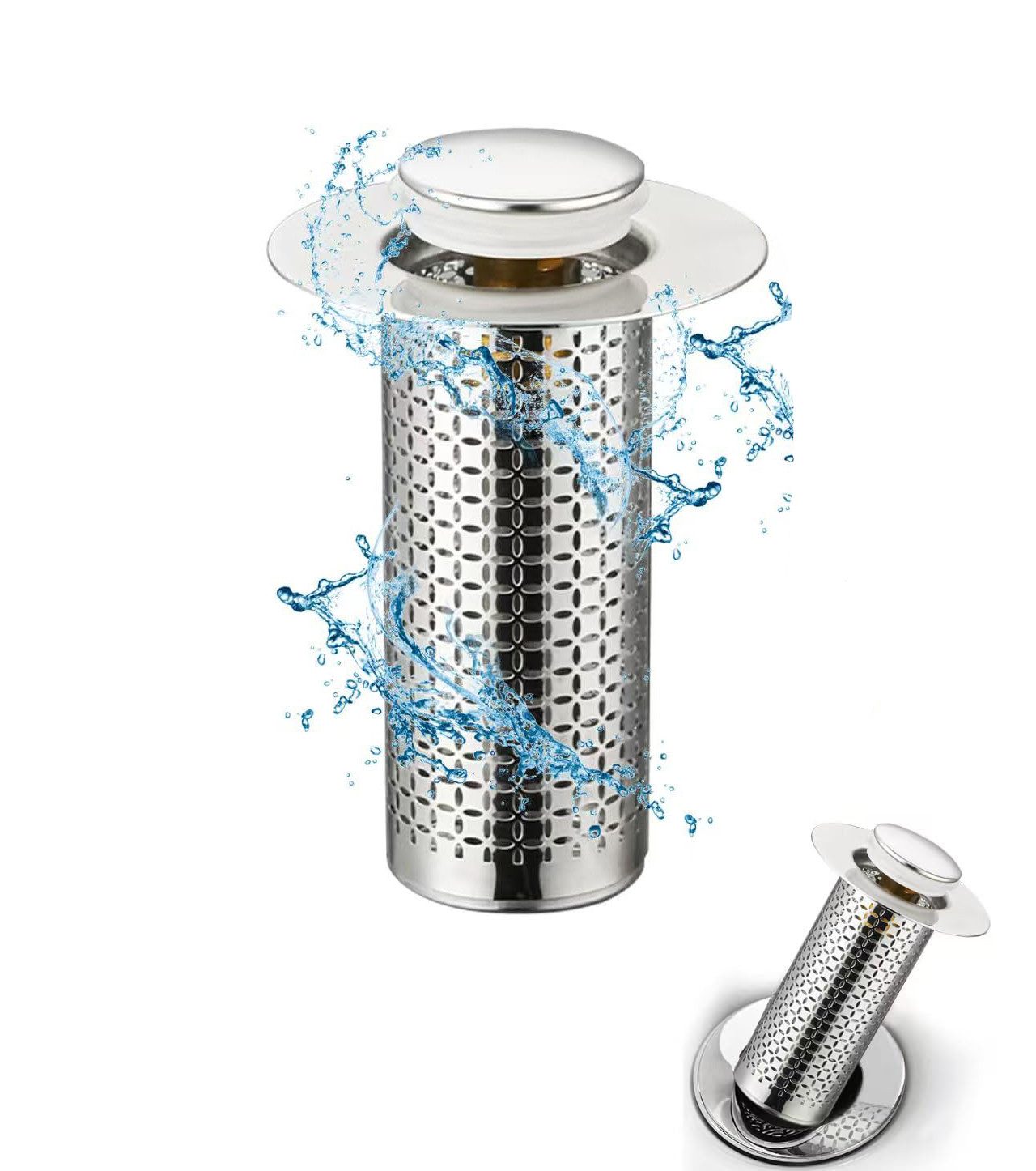 Coonoor Waschbeckenstöpsel Edelstahl Pop-Up Abflussstopfen mit Anti-Verstop günstig online kaufen