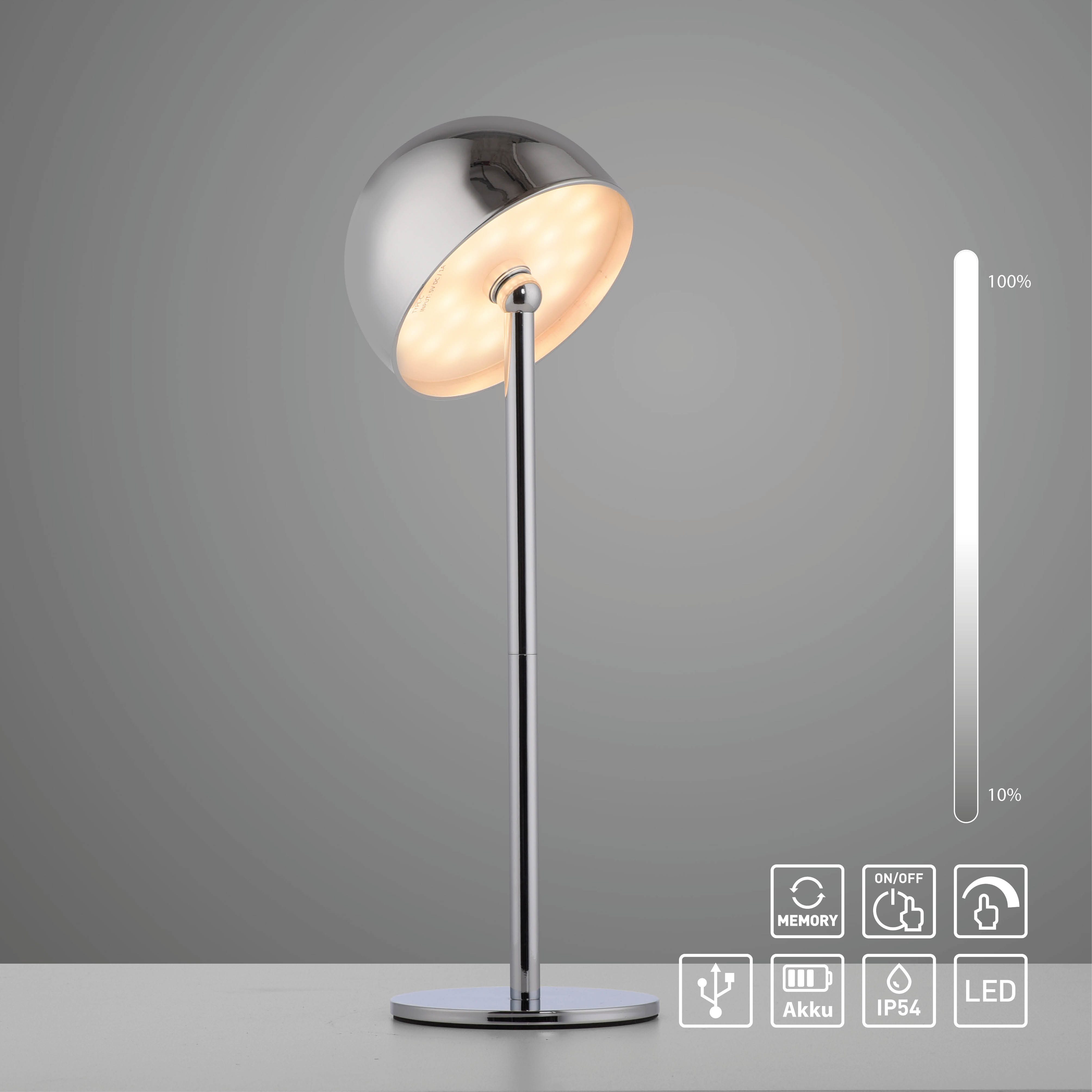 OTTO home Tischleuchte Akku Tischlampe Garrin Indoor Outdoor, magnetischer Flaschenaufsatz, Dimmfunktion, Memoryfunktion, LED fest integriert, Warmweiß, Pilzlampe Flaschenaufsatz, Regulierung der Lichtstärke, Pilz, Lampe